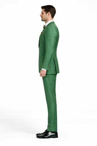 Menâ€™s Green Slim Fit Suit by Rossiman â€“ Stylish Double-Breasted Vest & Flat Front Pants - 36 Regular Jacket+30 Waist Adjustable 26to32)Height: 5'7"-6')(Neck: 14.5-16:S)