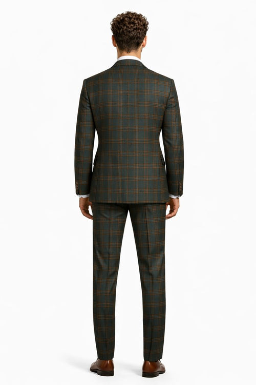 Mens Green Suit - Designer Brand Suit No Pleated Pants Modern Fit-New Designer Collection