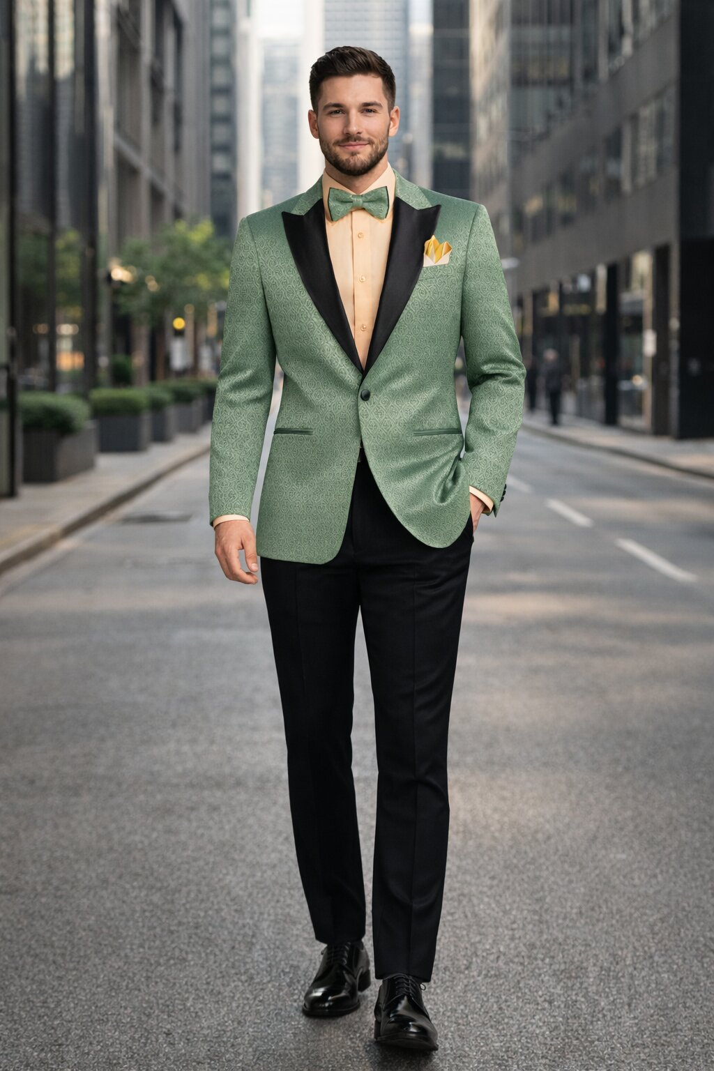 Premium Basil Green Church Suit for Men – Sharp Formal Ensemble - 40