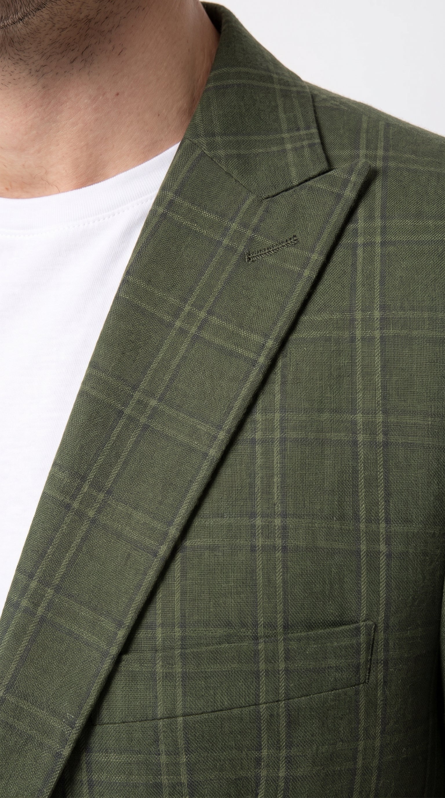 Mens Green Windowpane Blazer – Two-Button Plaid Sport Coat for Weddings, Business and Modern Fit - 36 Short