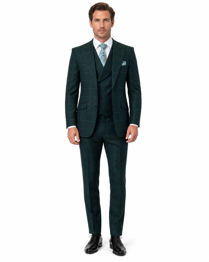 Mens Green Wool Suit - Any Brand Style Size