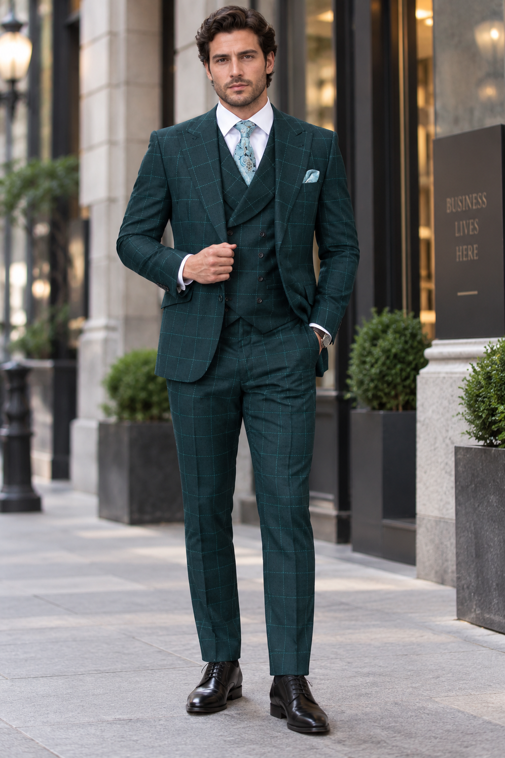 Mens Green Wool Suit - Any Brand Style Size