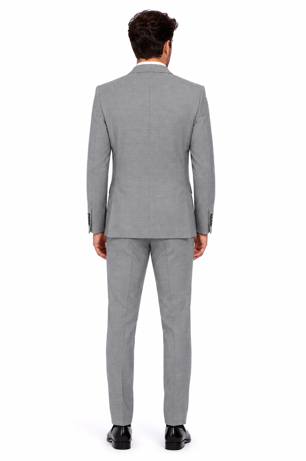Men’s Grey Plaid 3-Piece Tailored Fit Suit with Vest - 34 Short or Extra Small