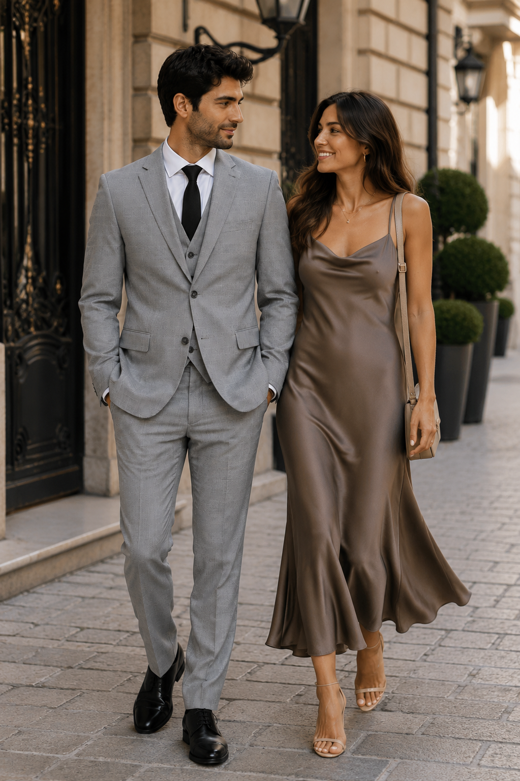 Men’s Grey Plaid 3-Piece Tailored Fit Suit with Vest - 34 Short or Extra Small