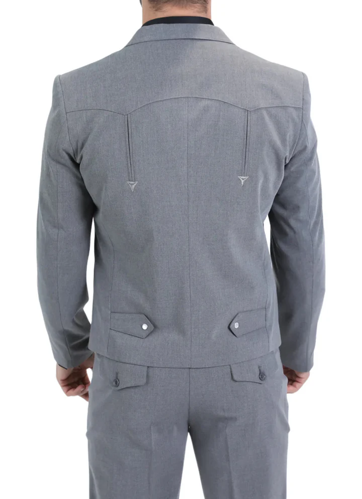 Men’s Grey Western Suit Set – Classic 2 Piece Formal Suit for Weddings, Business - 34 Short or Extra Small