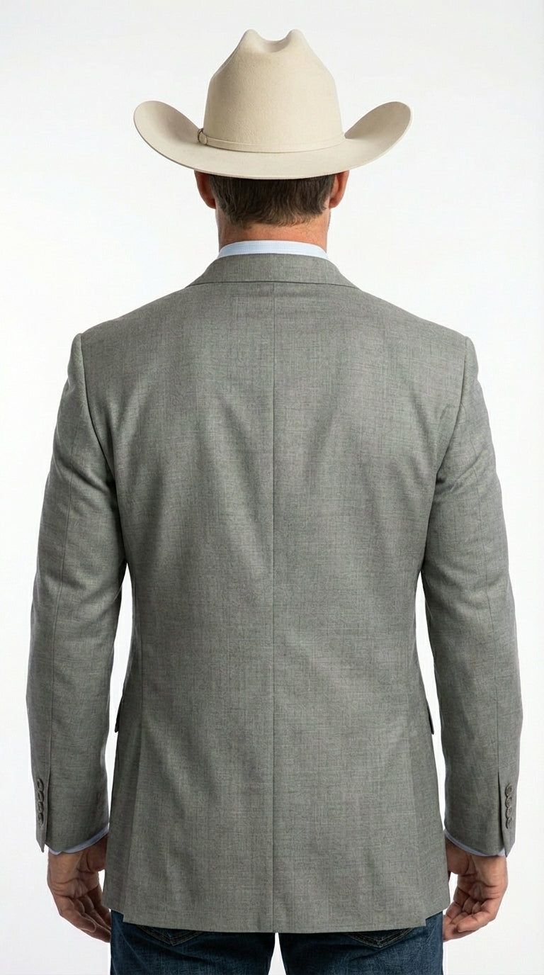 Mens Grey Western Three Button Blazer – Classic Cowboy Style Formal Jacket Business Casual Sport Coat - 34 Short