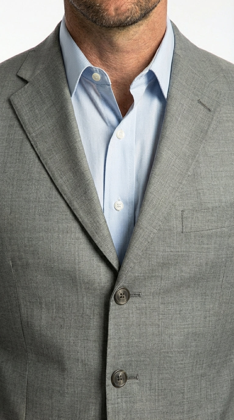 Mens Grey Western Three Button Blazer – Classic Cowboy Style Formal Jacket Business Casual Sport Coat - 34 Short