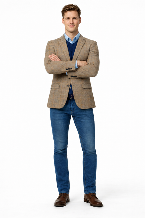 Mens Harris Tweed Jacket in Brown-New Designer Collection