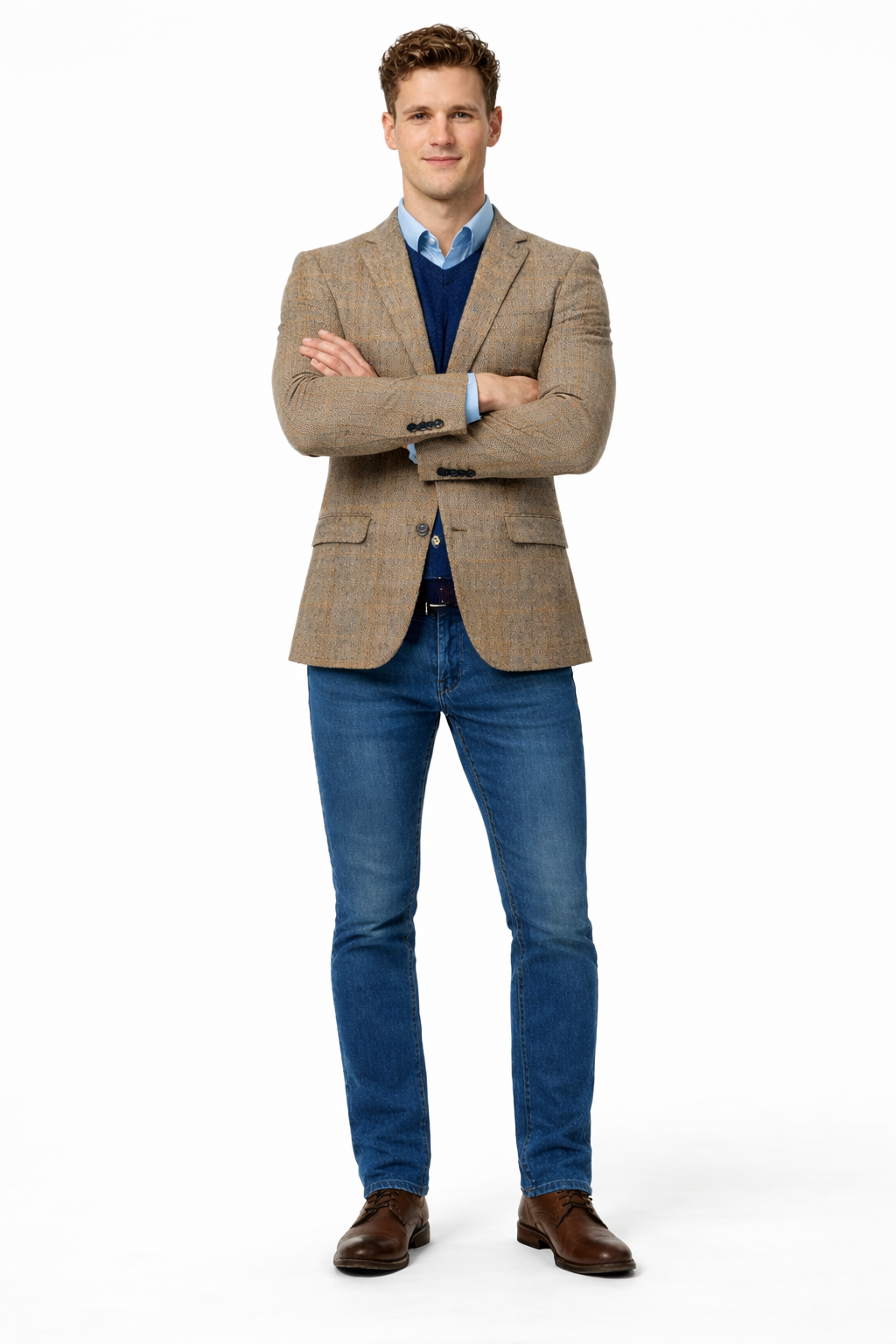 Mens Harris Tweed Jacket in Brown-New Designer Collection - 52 Long