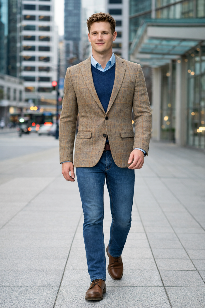 Mens Harris Tweed Jacket in Brown-New Designer Collection
