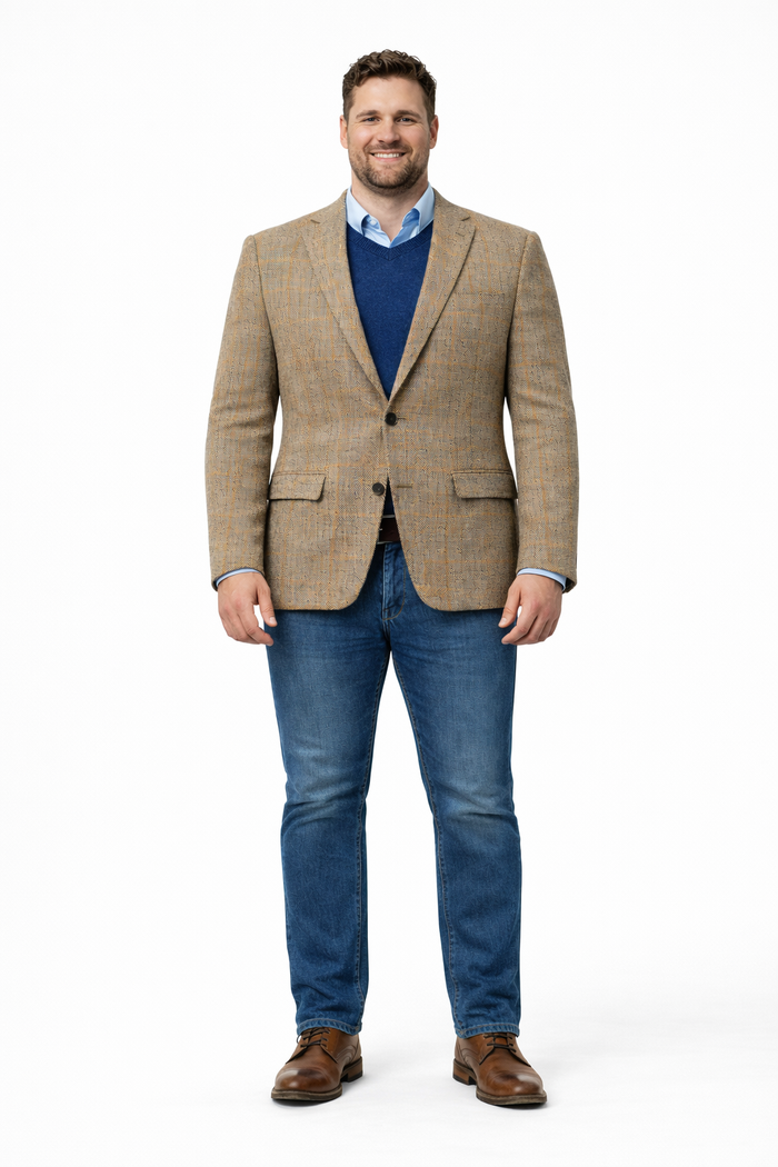 Mens Harris Tweed Jacket in Brown-New Designer Collection