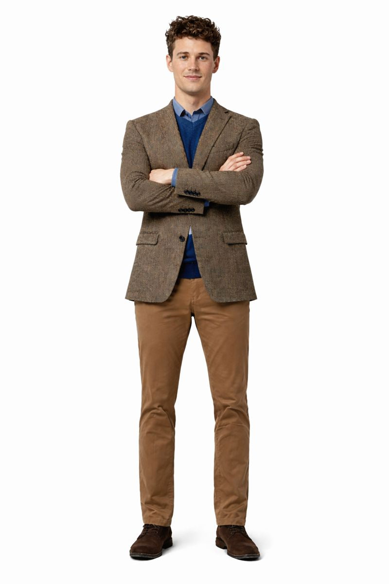 Mens Harris Tweed Jacket in Green-New Designer Collection - 52 Long