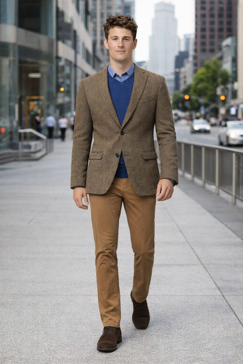 Mens Harris Tweed Jacket in Green-New Designer Collection - 52 Long