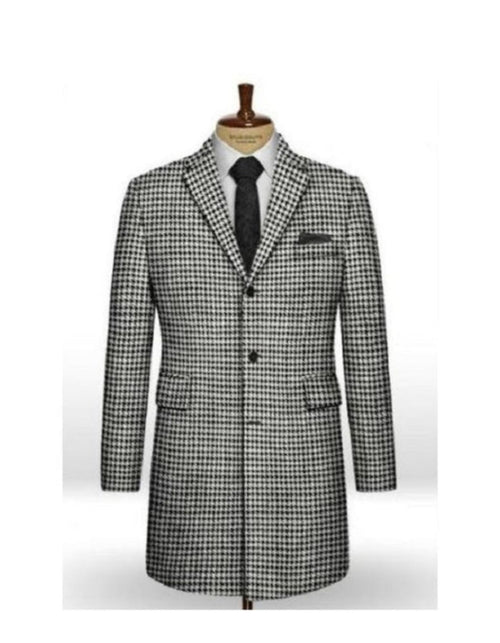 Mens Herringbone Topcoat - black&white Topcoats