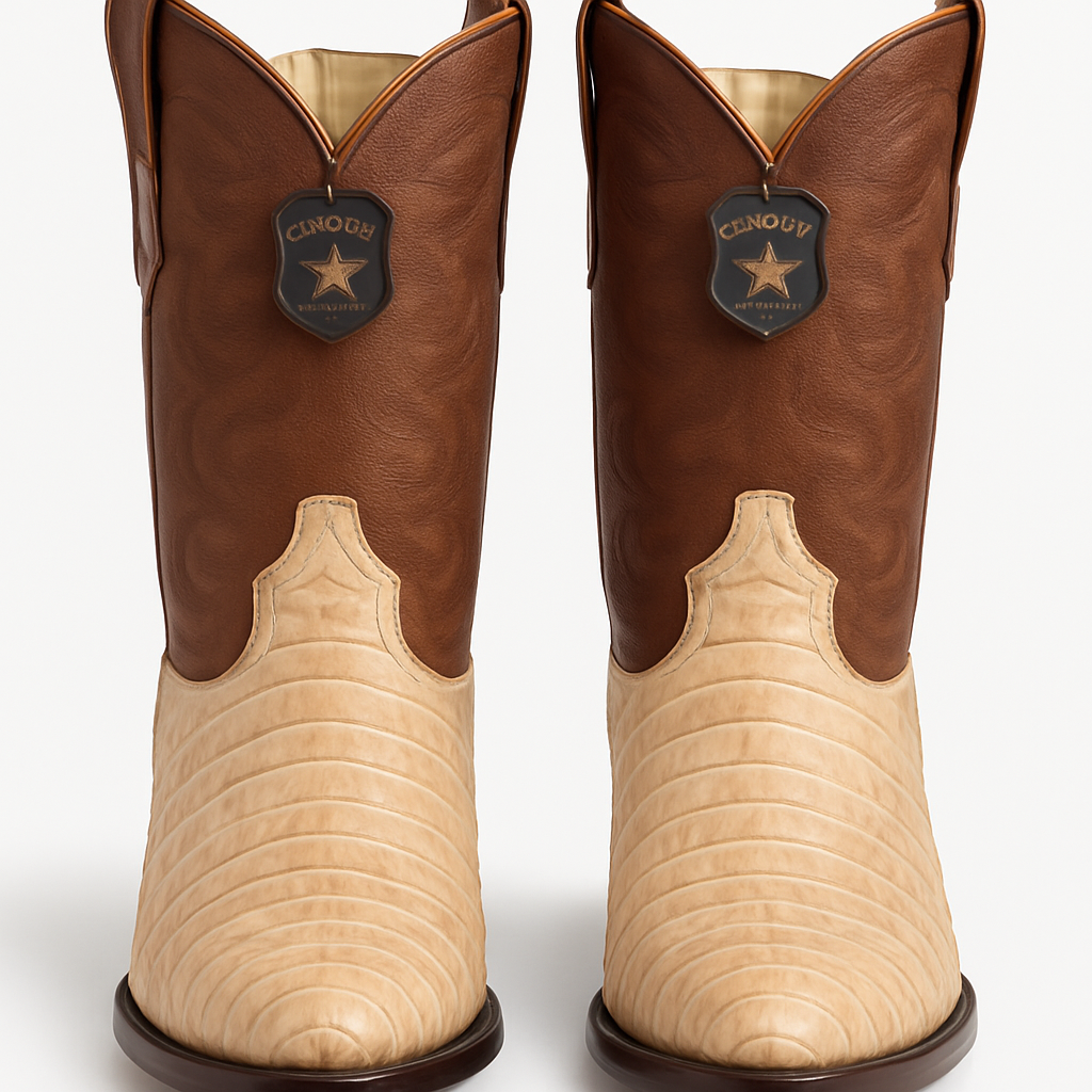 Los Altos Boots Honey Caiman Belly Cognac Cowboy Boots J-Toe - 6.0 Standard / D / Medium