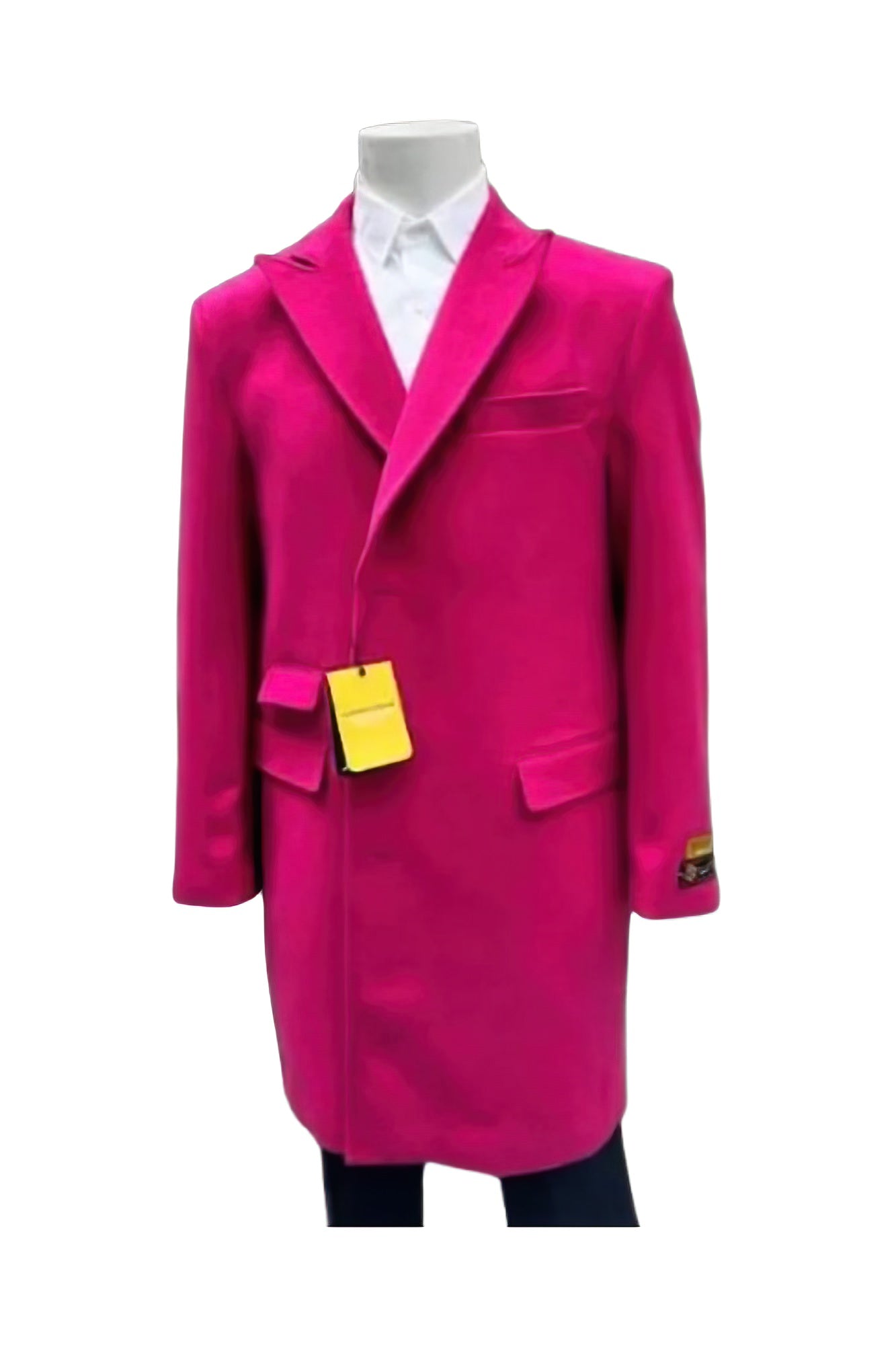 Mens Hot Pink Wool Fashion Overcoat - Hot Pink Carcoat - Coat Size 38