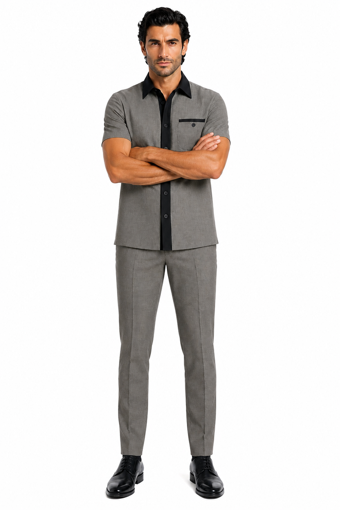 Mens Houndstooth Walking Suit by Dreams by Zacchi 2 Piece Lei sure Set in black/white- $99