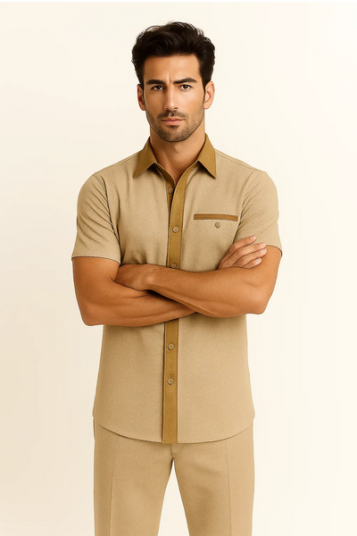 Mens Houndstooth Walking Suit by Dreams by Zacchi 2 Piece Lei sure Set in camel- $99