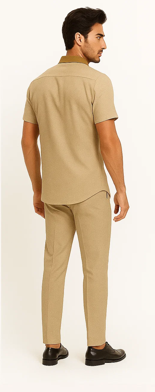 Mens Houndstooth Walking Suit by Dreams by Zacchi 2 Piece Lei sure Set in camel- $99