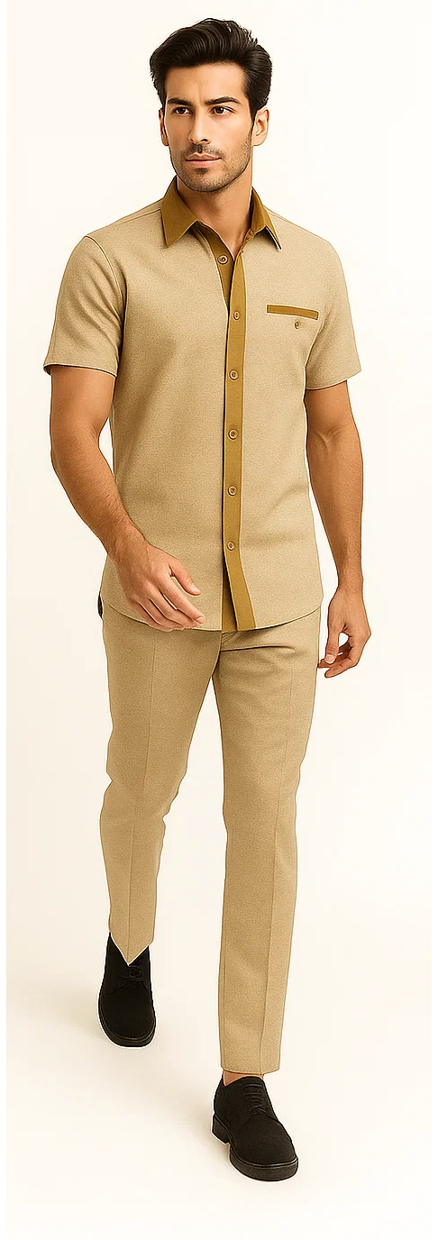 Men’s Houndstooth Walking Suit by Dreams by Zacchi – 2 Piece Lei sure Set in camel- $99 - S/30