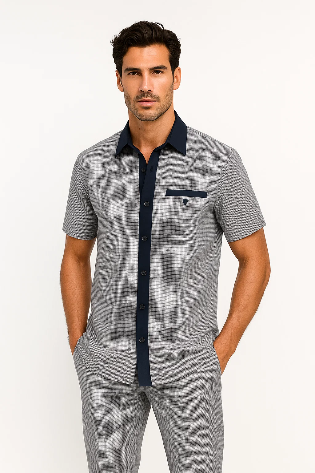 Mens Houndstooth Walking Suit by Dreams by Zacchi - 2 Piece Lei sure Set in navy/white- $99