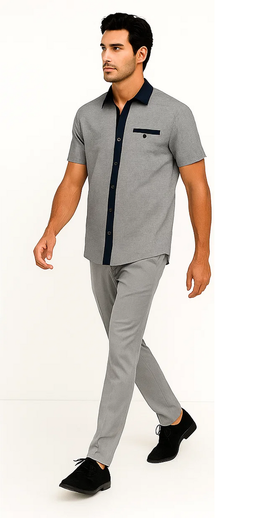 Mens Houndstooth Walking Suit by Dreams by Zacchi - 2 Piece Lei sure Set in navy/white- $99