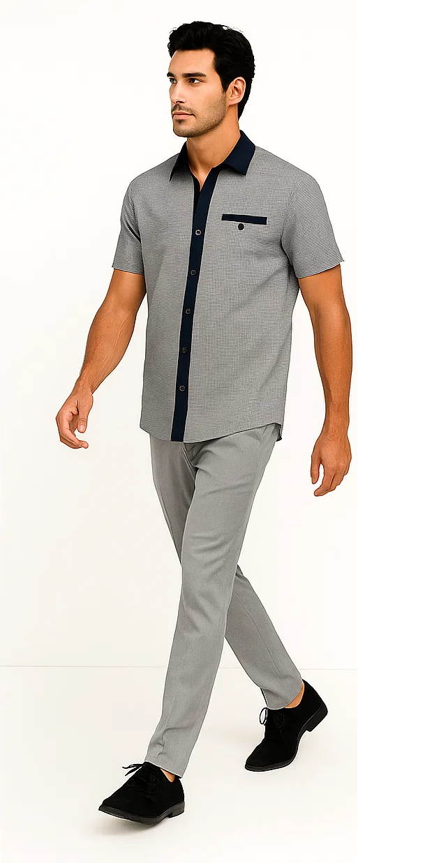 Mens Houndstooth Walking Suit by Dreams by Zacchi - 2 Piece Lei sure Set in navy/white- $99
