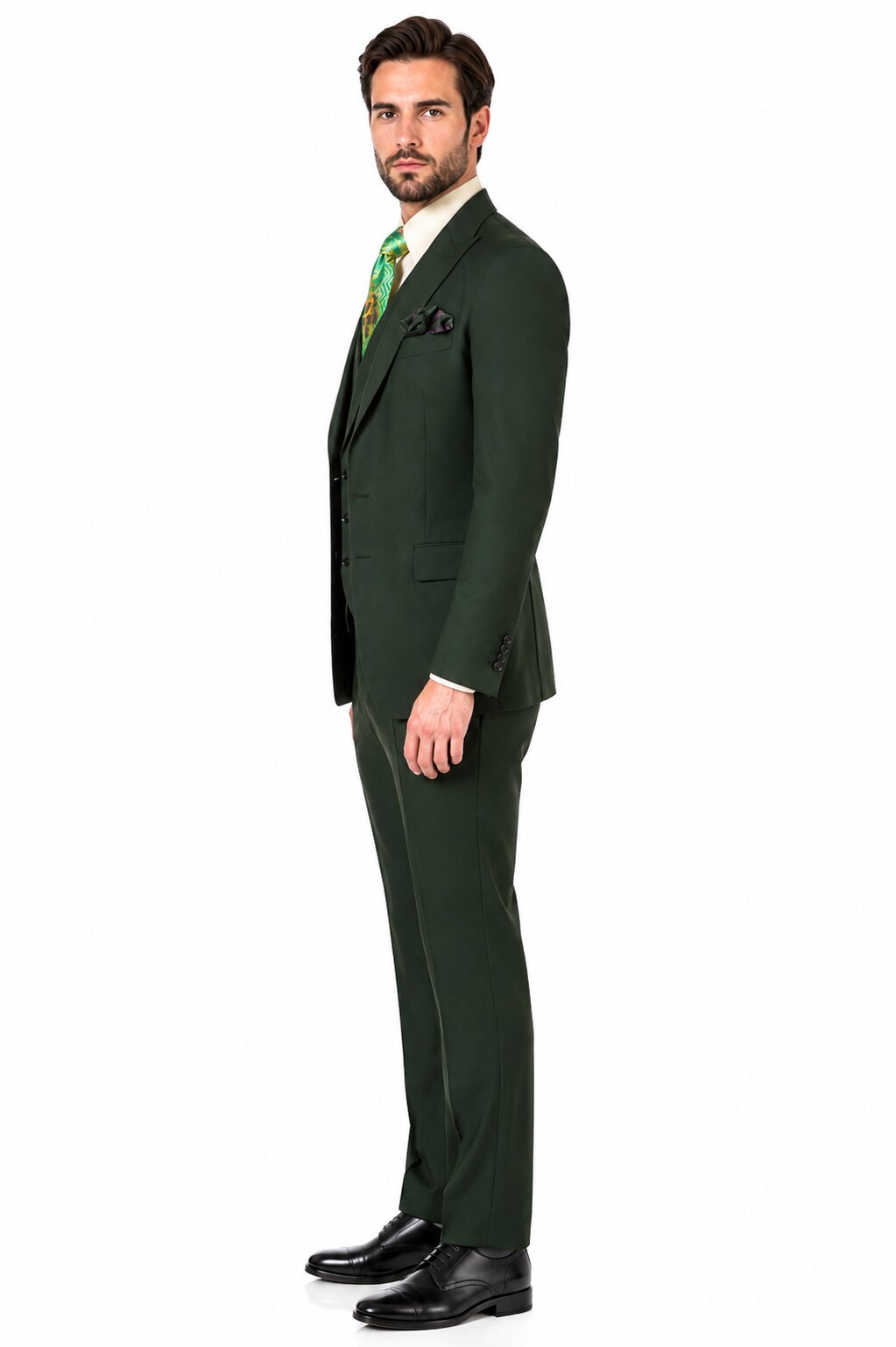 Rossi Man ELI RM117 Classic 3-Piece Mens Suit in Hunter Green