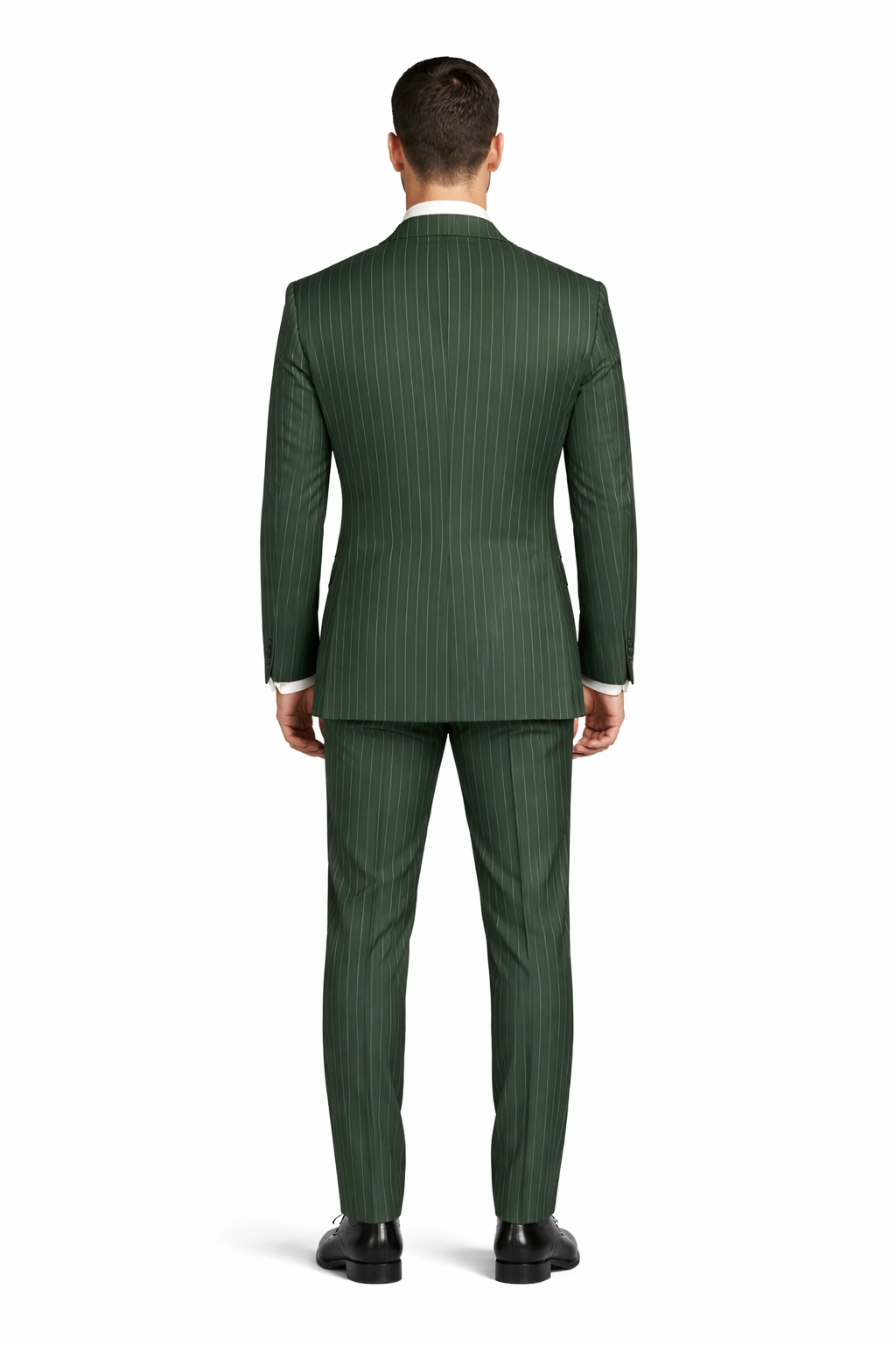 Mens Hunter Green Pinstripe Double-Breasted Suits Bold 6-Buttons Vintage Gangster Style 1920s Look