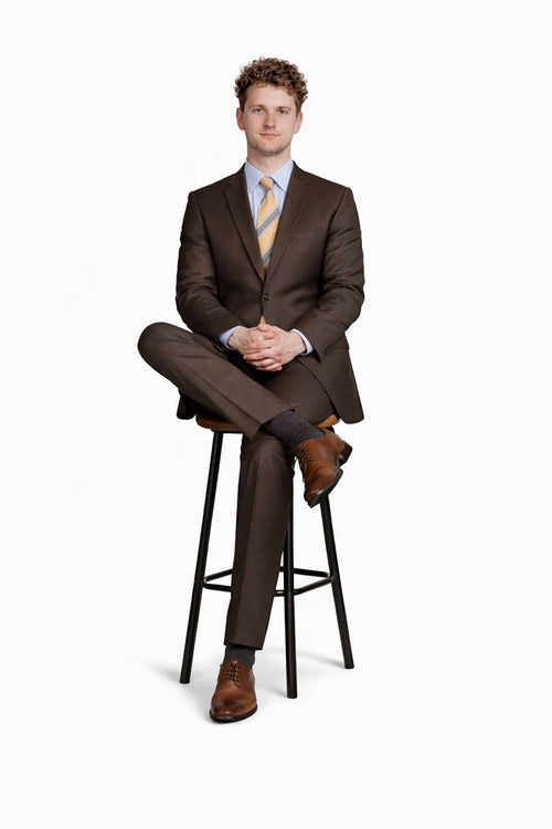 Men's Inexpensive Affordable Discounted and Silk Blend Authentic - Brown Suit-New Designer Collection