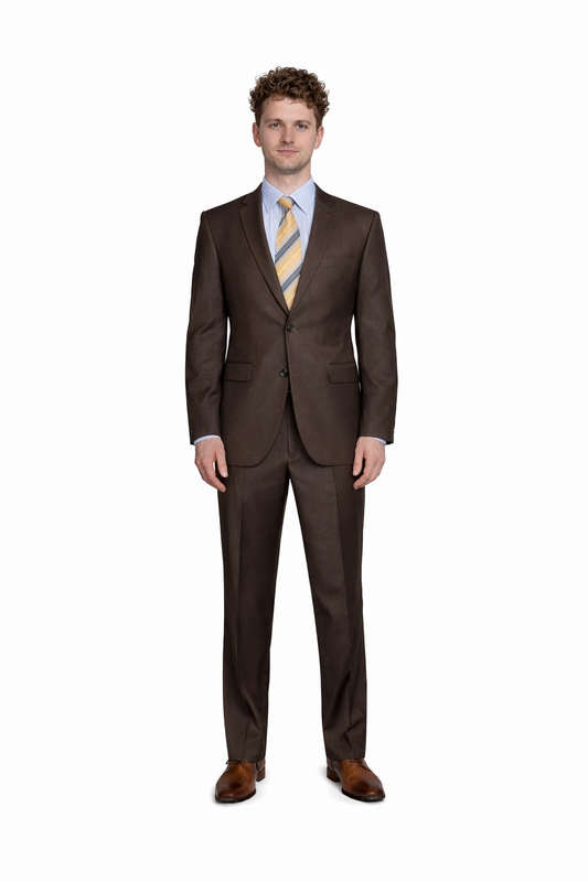 Men's Inexpensive Affordable Discounted and Silk Blend Authentic - Brown Suit-New Designer Collection