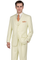 Mens Classic Fit Three Button Vested Pleated Pant Suit in Ivory