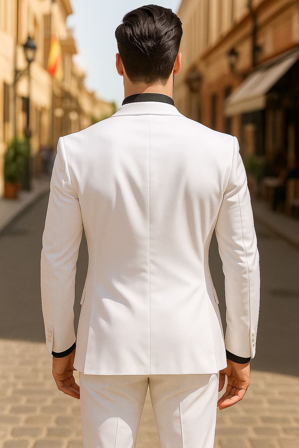 Mens John Travolta Saturday Night Fever Disco Jacket in White - New Arrival - 38 Short Jacket+32 Waist Adjustable 28to34)(Height: 5 4 to5 7 )(Neck  15-16.5)S-M)