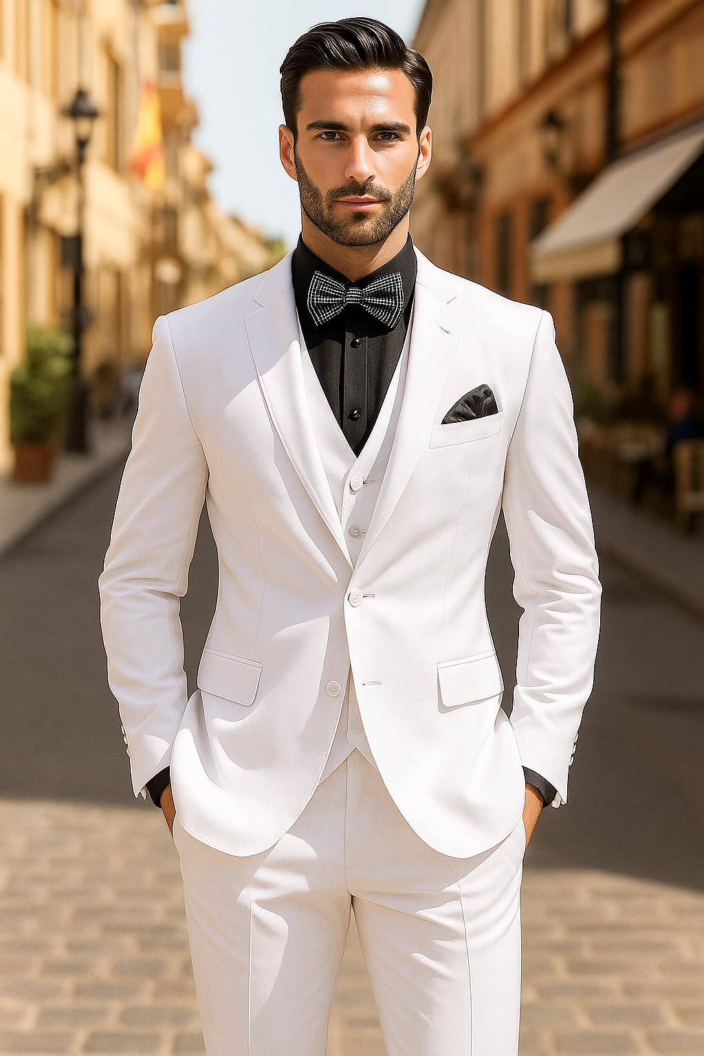 Mens John Travolta Saturday Night Fever Disco Jacket in White - New Arrival - 38 Short Jacket+32 Waist Adjustable 28to34)(Height: 5 4 to5 7 )(Neck  15-16.5)S-M)