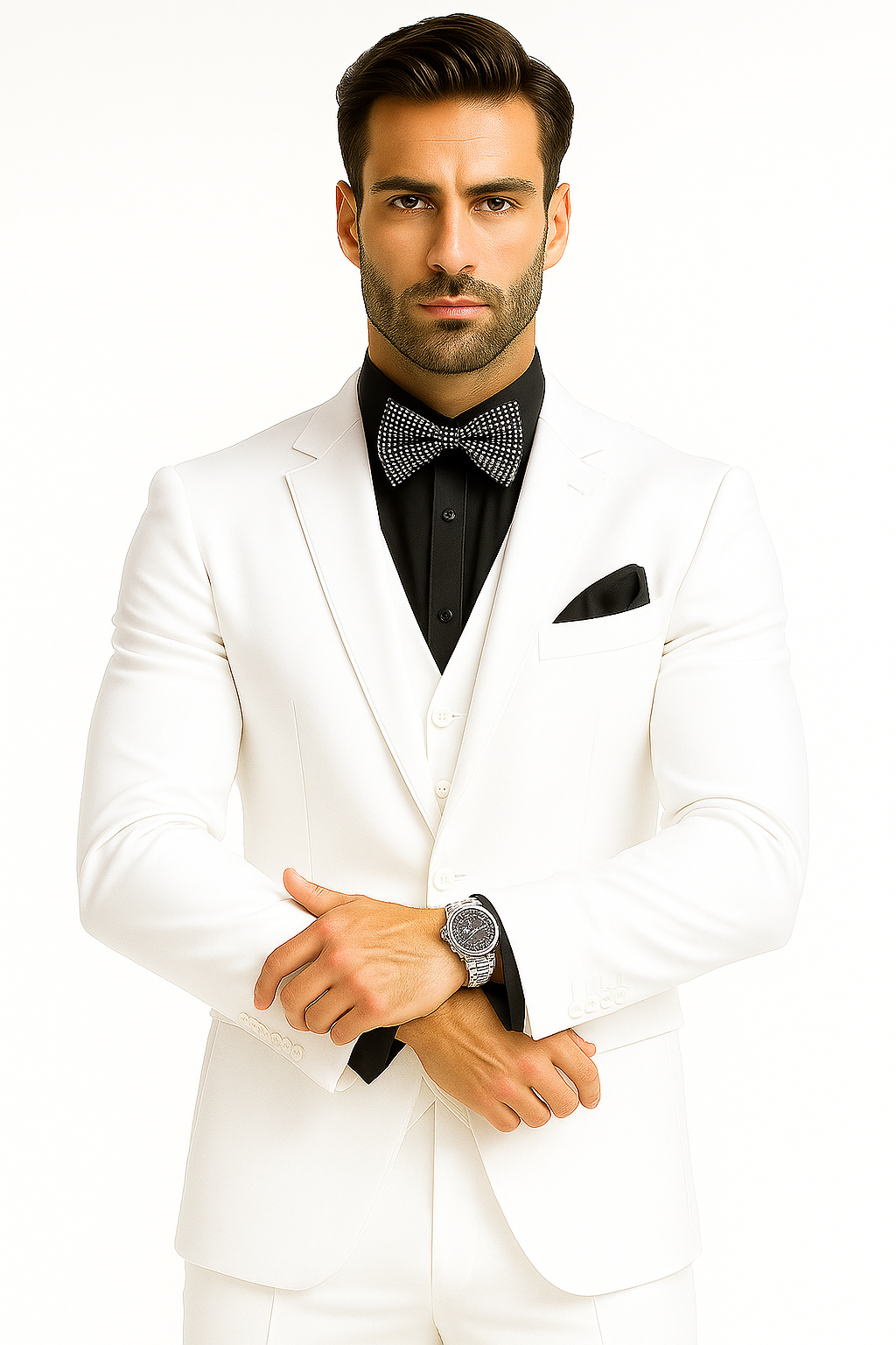 Mens John Travolta Saturday Night Fever Disco Jacket in White - New Arrival - 38 Short Jacket+32 Waist Adjustable 28to34)(Height: 5 4 to5 7 )(Neck  15-16.5)S-M)