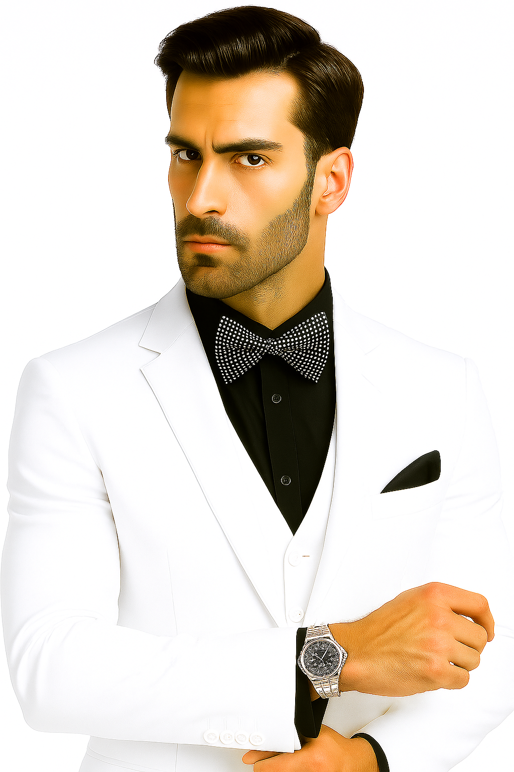 Mens John Travolta Saturday Night Fever Disco Jacket in White - New Arrival - 38 Short Jacket+32 Waist Adjustable 28to34)(Height: 5 4 to5 7 )(Neck  15-16.5)S-M)