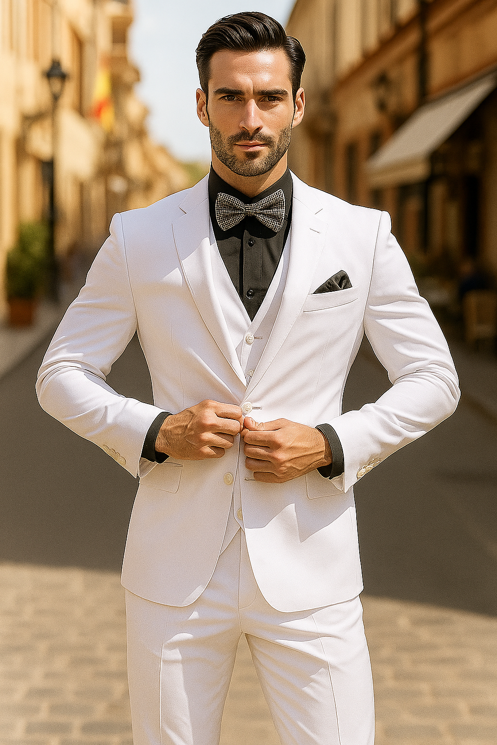 Mens John Travolta Saturday Night Fever Disco Jacket in White - New Arrival - 38 Short Jacket+32 Waist Adjustable 28to34)(Height: 5 4 to5 7 )(Neck  15-16.5)S-M)