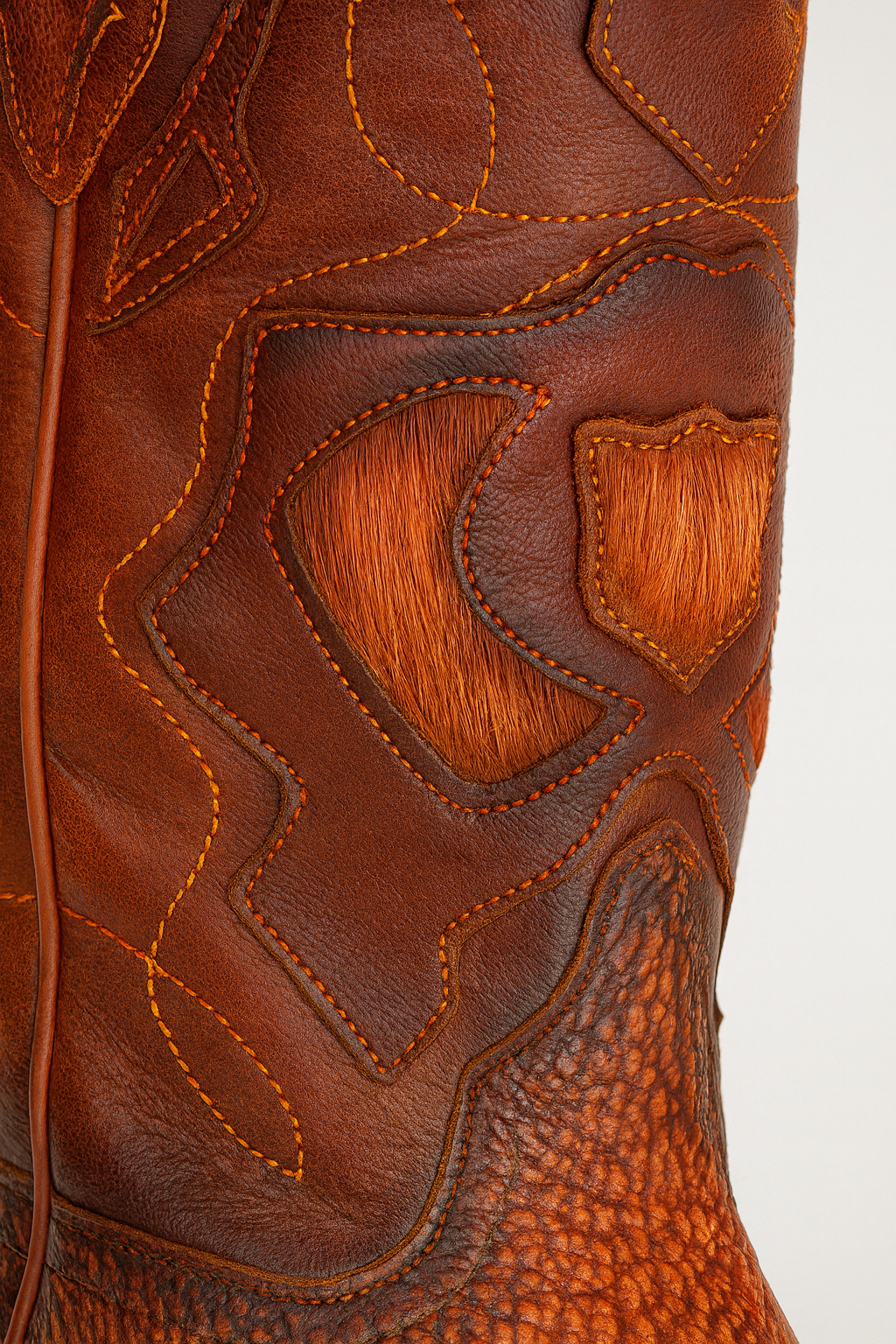 Men's King Exotic Snip Toe Sharkskin Boots Handcrafted Burnished Cognac (494RD0903) - 6 E