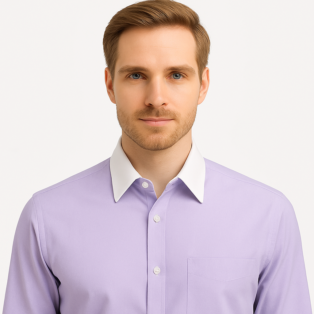 Classic Stylish Fashionable -White Collar Two Toned Contrast white collars Multi-color Men's Dress Shirt - Medium 15.5" Neck / 34-35" Sleeve