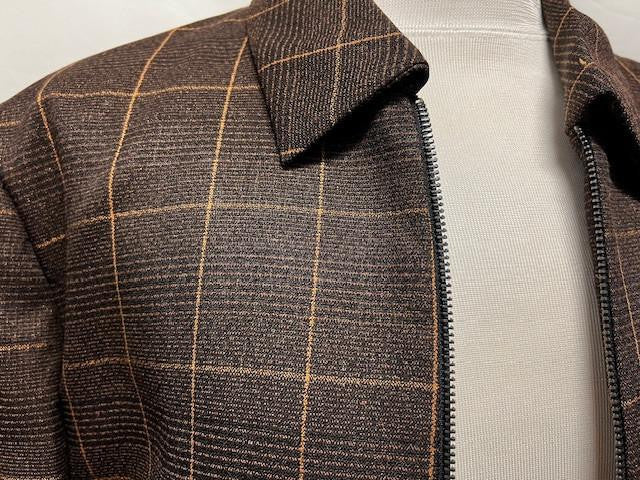 Mens Leisure Casual Suit Brown Windowpane 6775 - Small