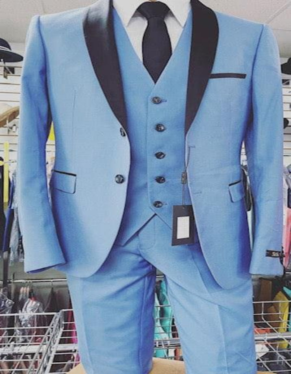 Mens Light Blue Groom Suit Tuxedo - Light Blue