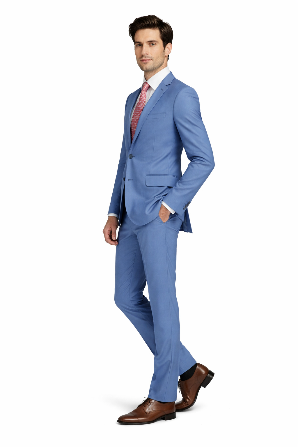 Mens Light Blue Suit Tiglio – Slim Fit Formal Suit for Summer and Weddings - 34 Short or Extra Small