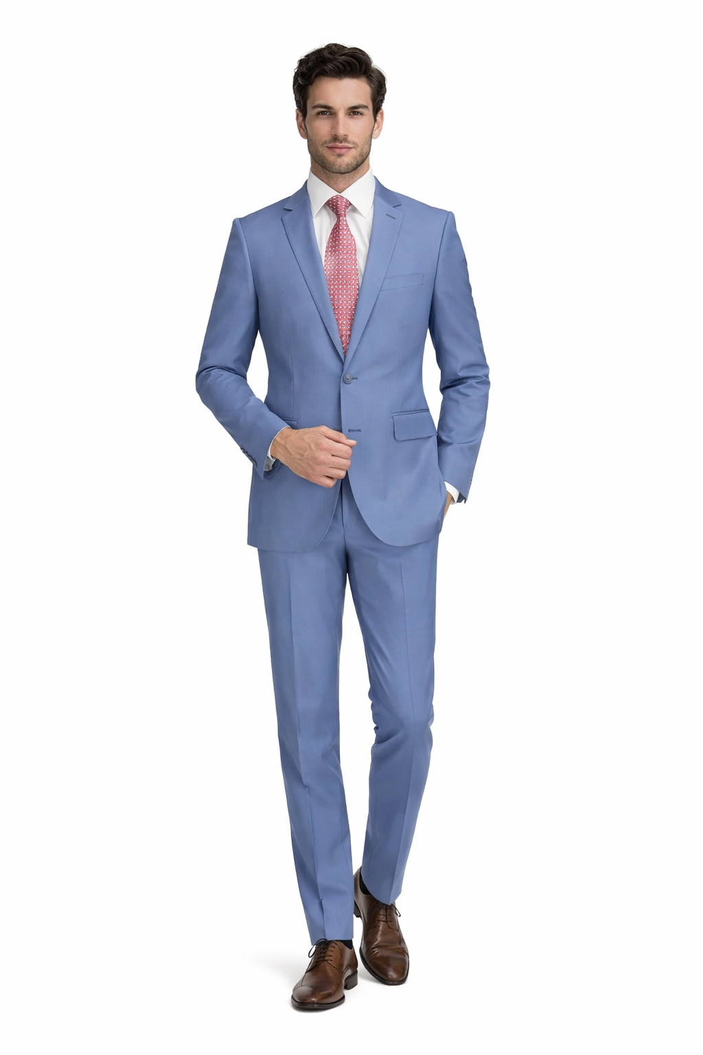 Mens Light Blue Suit Tiglio – Slim Fit Formal Suit for Summer and Weddings - 34 Short or Extra Small