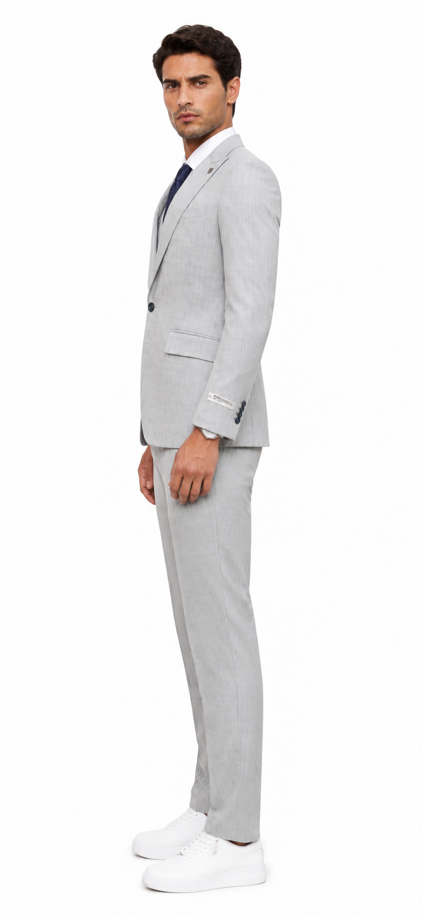 Mens Light Gray and Black Pinstripe 3 Piece Suit – Peaky Blinders Inspired Vintage Gangster 1920s Suit - 34 Short or Extra Small