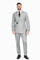 Men’s Light Grey Double Breasted Modern Designer Tailored Fit Wool Suit with Metal Buckle Closure