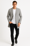 Mens Light Grey Slim Fit Wool Peacoat
