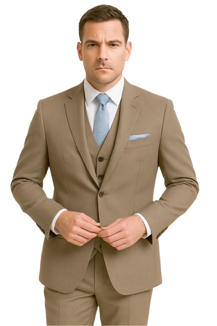 "Blue Sharkskin Business Suit for Men - Two Button Vested Style"