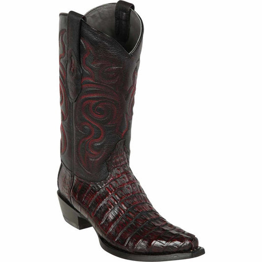 Men's Los Altos Caiman Tail Snip Toe Boots - Black Cherry