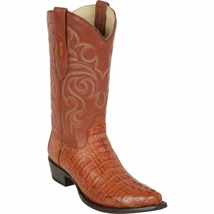 Men's Los Altos Caiman Tail Snip Toe Boots - Cognac - 6