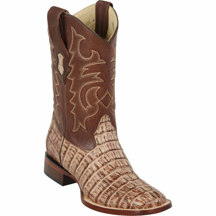 Men's Los Altos Caiman Tail Wide Square Toe Boots - Moka - 6